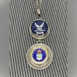 Air Force Mom Double Charm Snap Button Necklace with 2 Charms